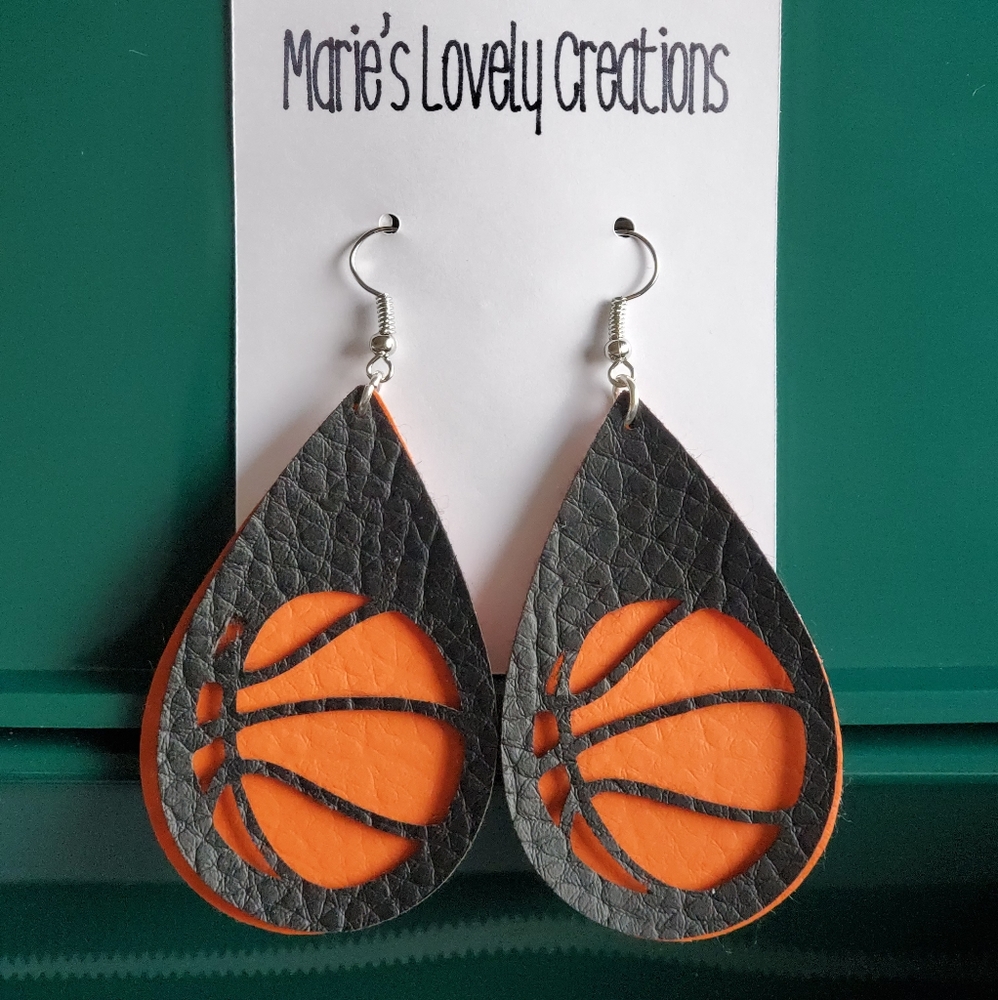 Faux Leather Earrings Basketball Mom
